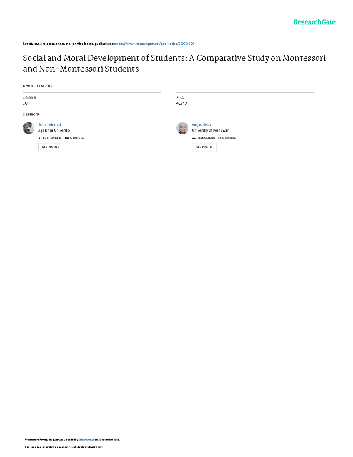 Social and Moral Development of Students: A Comparative Study on ...