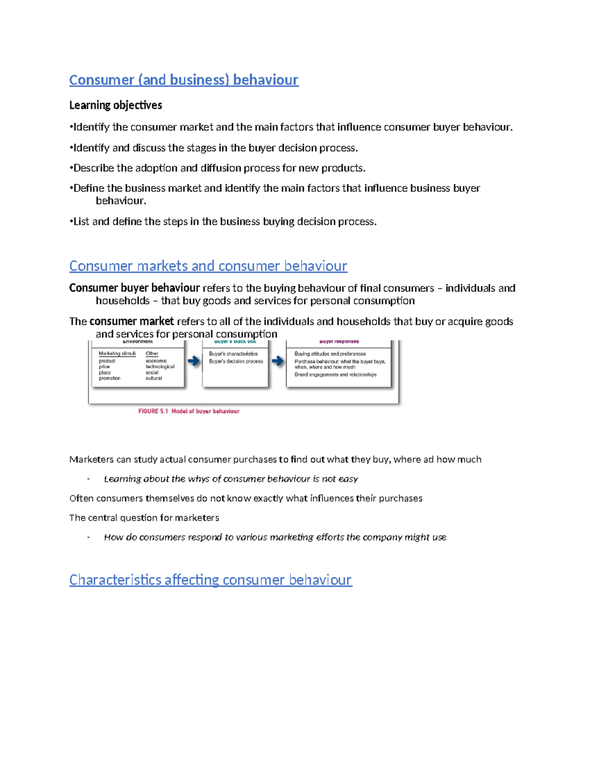 Week 4 Lecture Notes: Consumer Behavior and Buyer Decision Processes ...