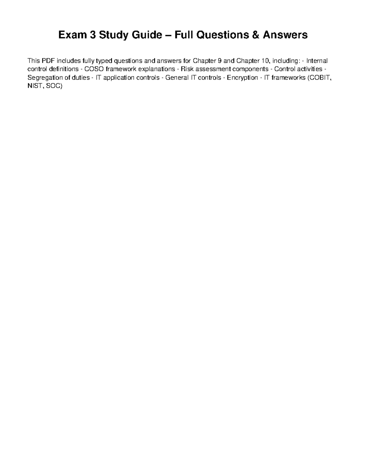 Exam 3 Study Guide – Chapters 9 & 10 Q&A - Studocu