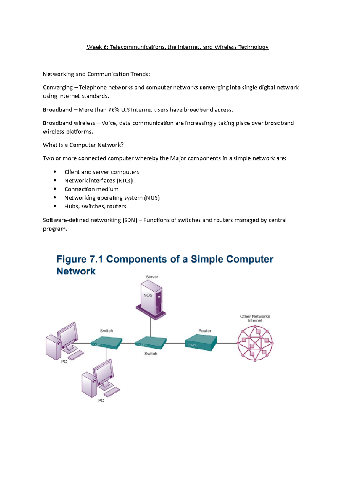Telecommunications - Week 6 Lecture Notes on Networking Technologies ...