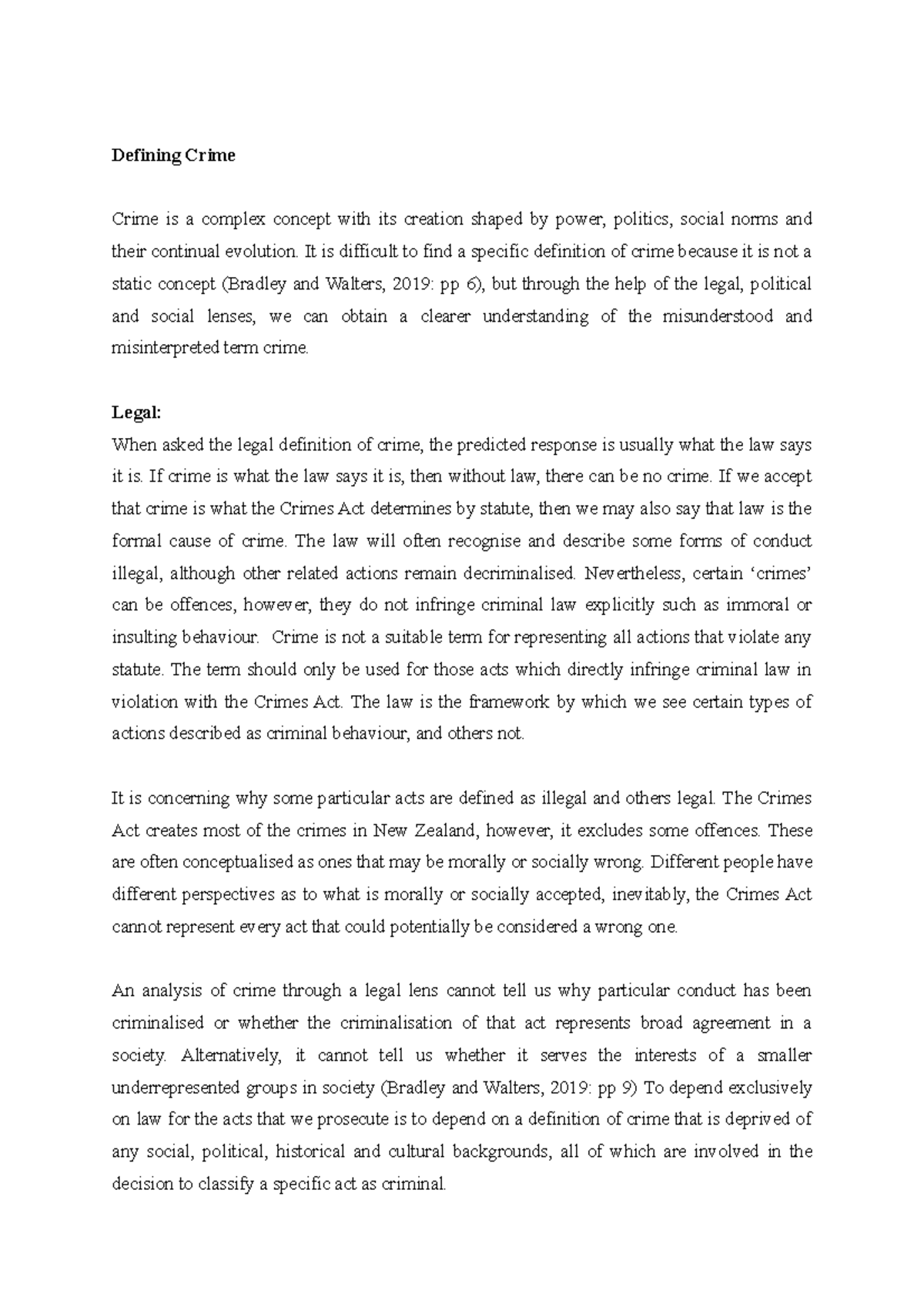 Defining Crime Assignment - Defining Crime Crime is a complex concept ...