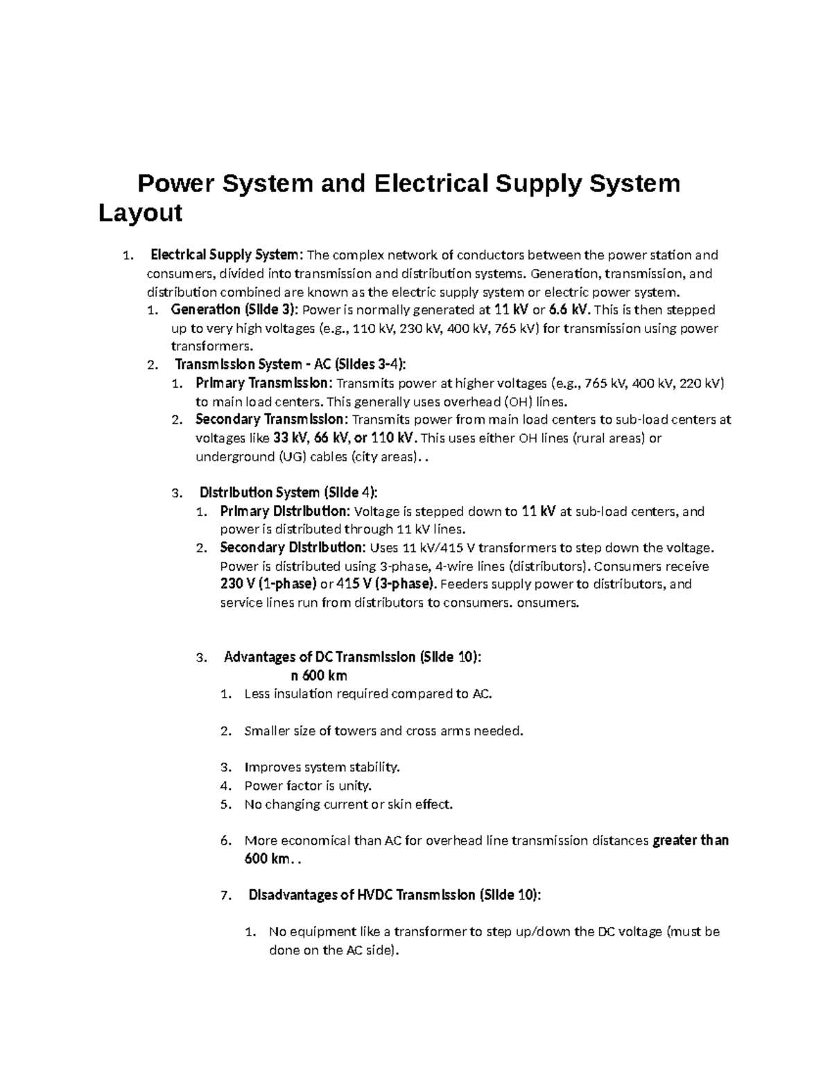Power System and Electrical Supply System Layout - EE 101 Final Exam ...