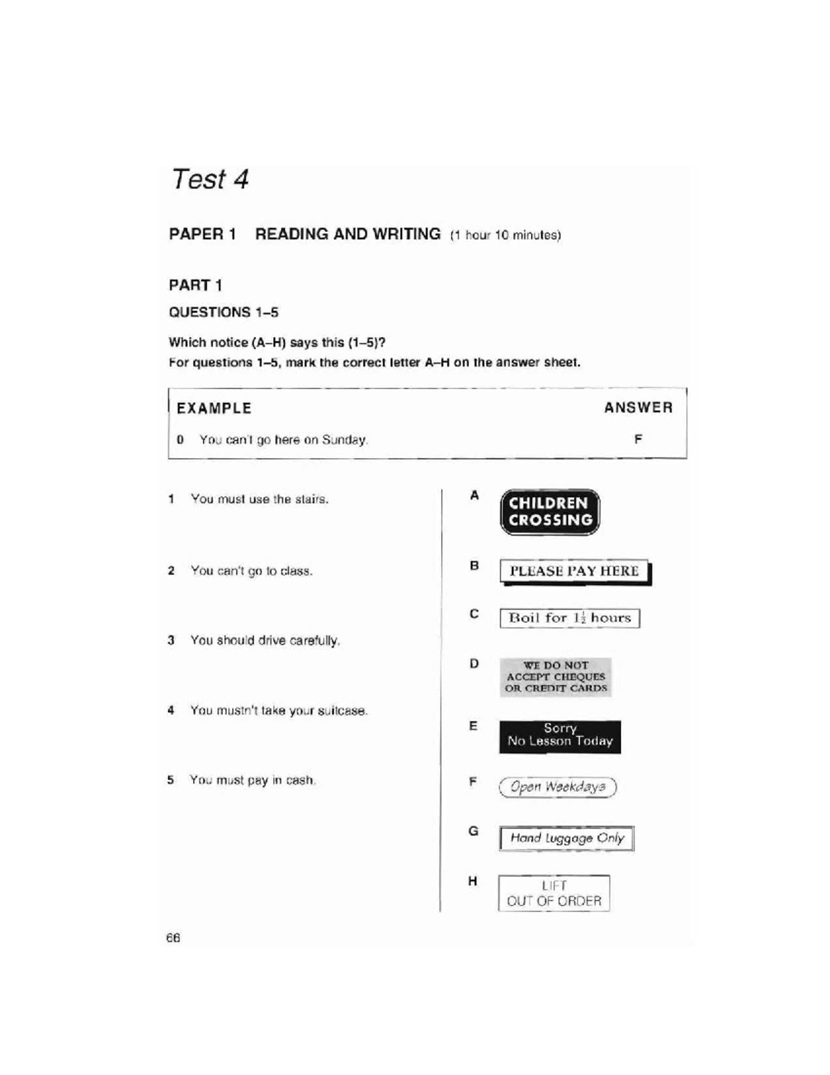 Test 4 - Reading and Writing Paper 1 & Listening Paper 2 - Studocu