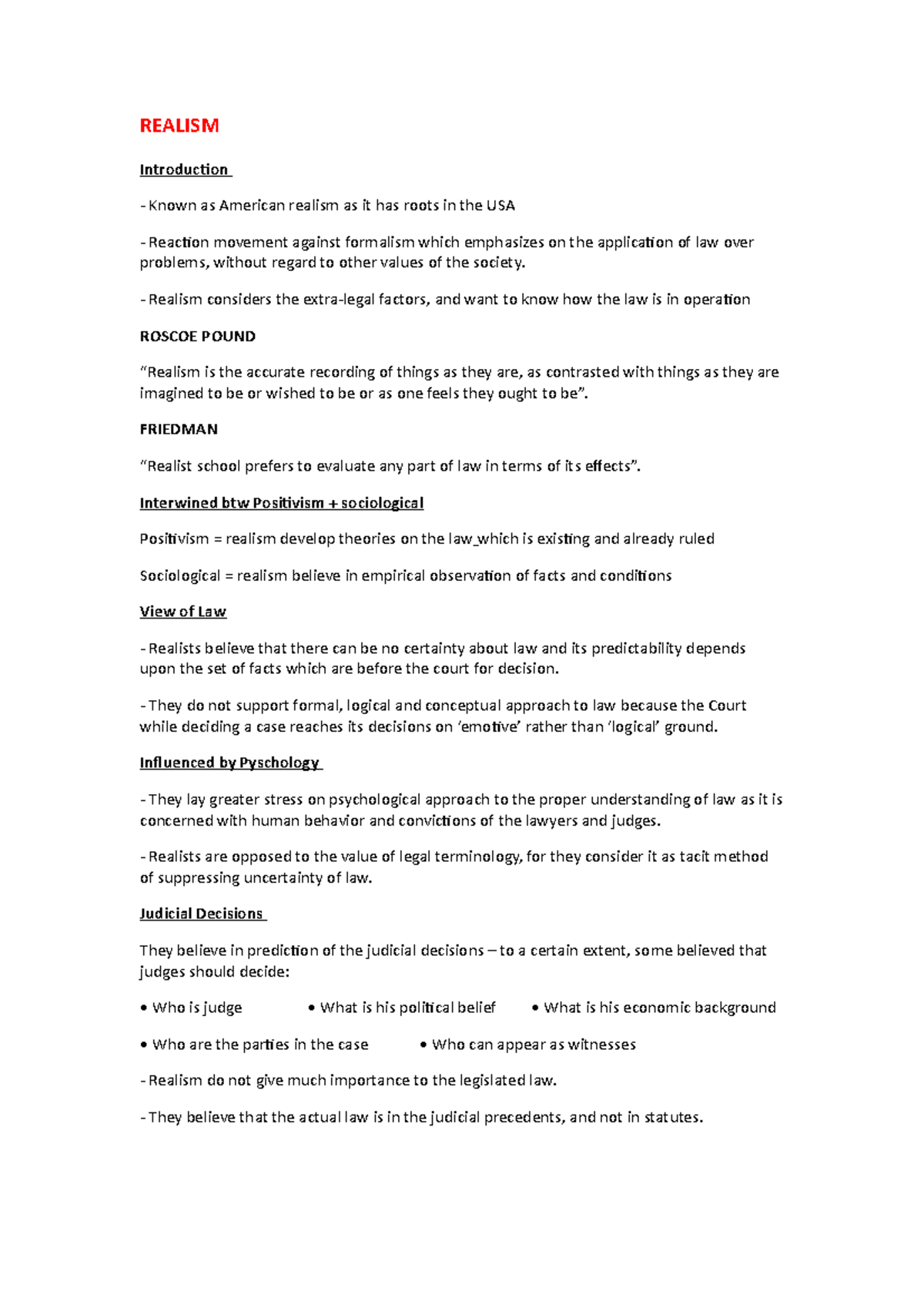 Realism in Jurisprudence: An American Perspective on Law and Society -  Studocu