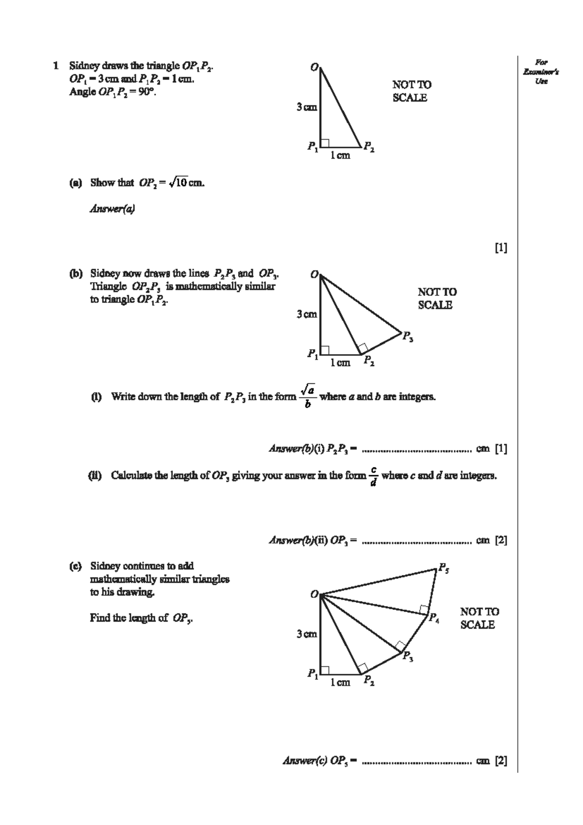 Damn Hard Questions Math Int - 1 Sidney draws the triangle For O OP 1 3 ...