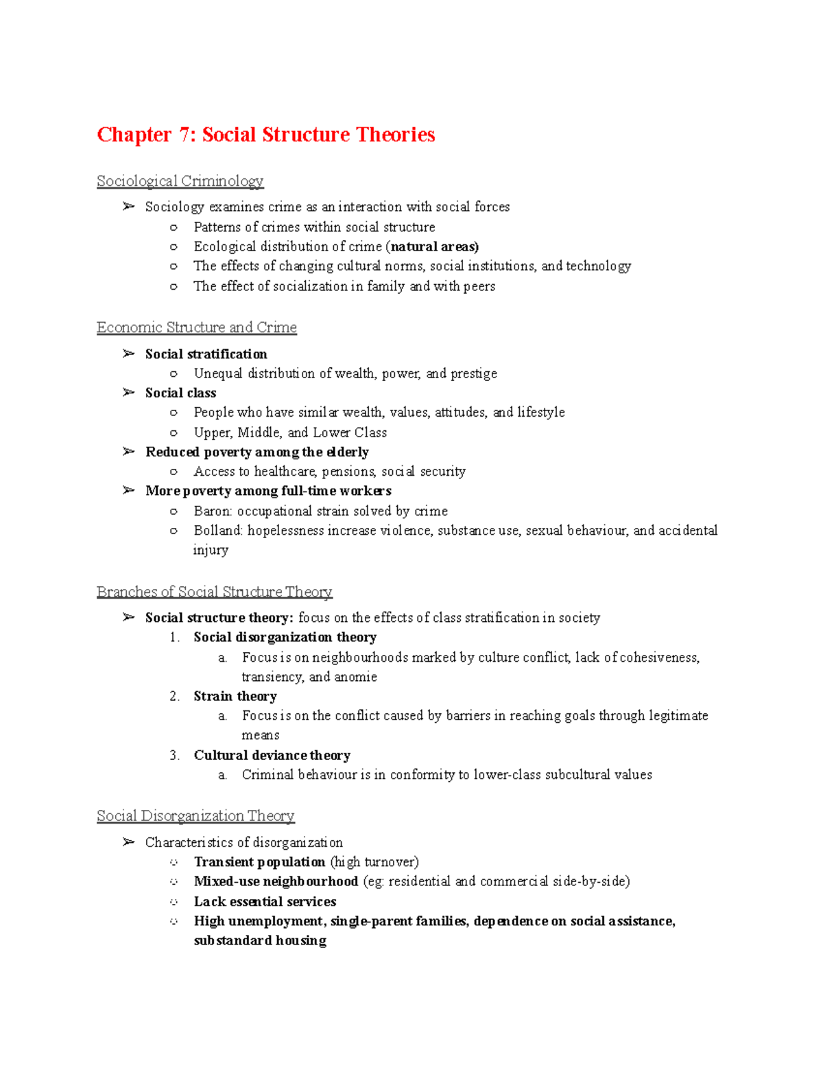 CRM101 Notes-2 - Notes - Chapter 7: Social Structure Theories ...