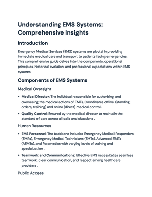 Comprehensive Overview of EMS Systems: Roles and Responsibilities ...