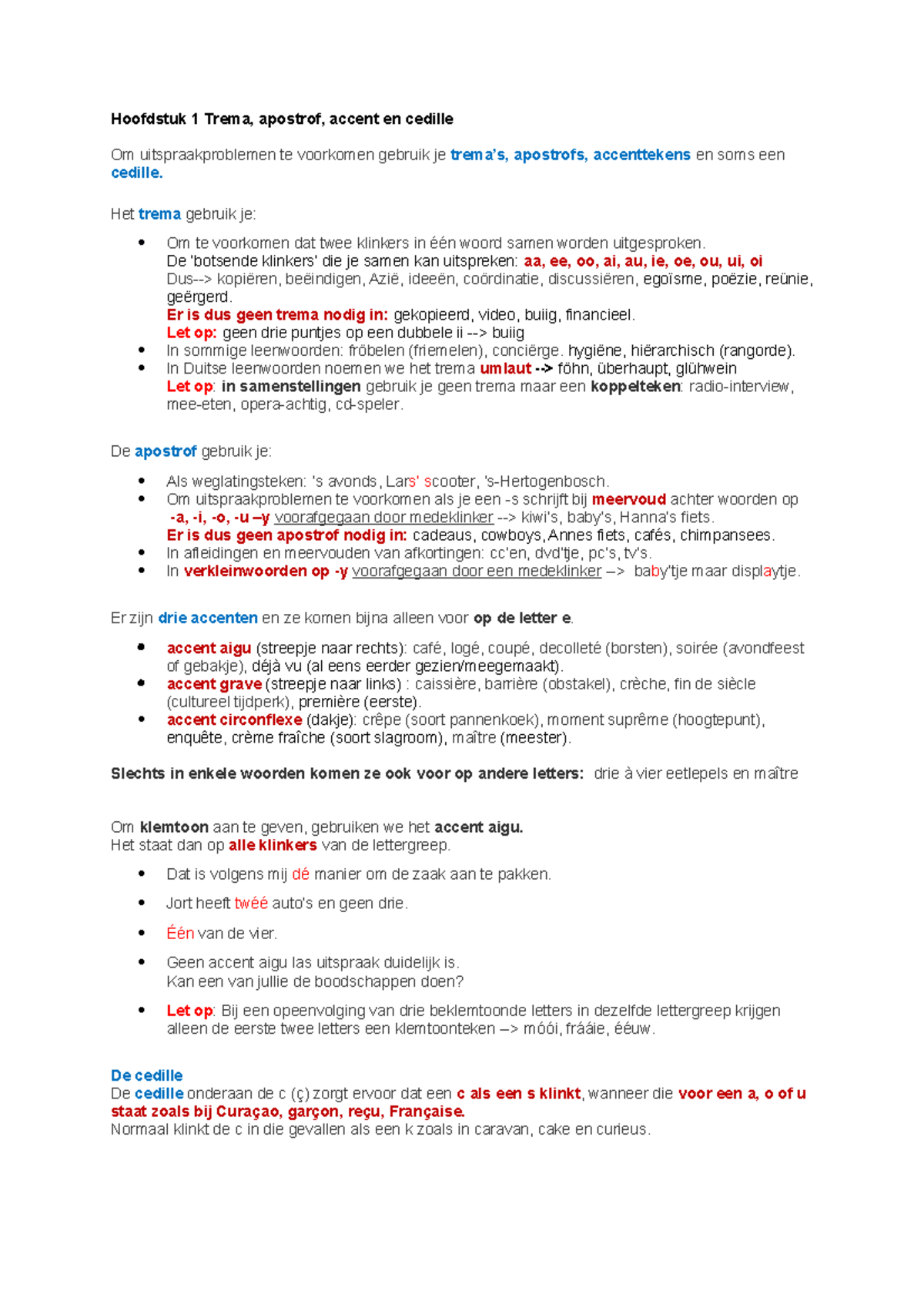 Nederlands Spelling Hoofdstukken 1-6: Trema, Apostrof, Accenten & Meer ...