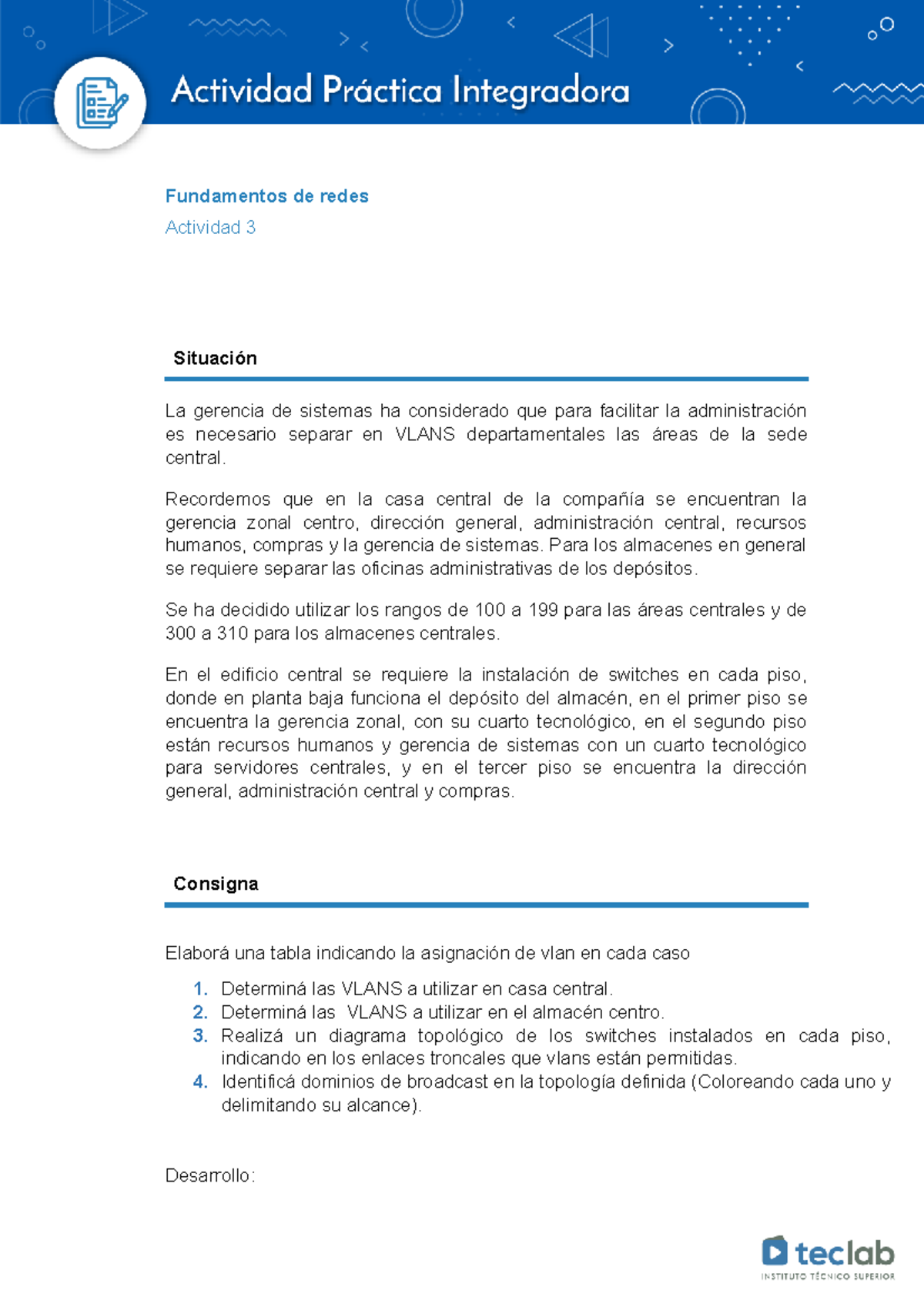 Actividad API N3 - Fundamentos de redes Actividad 3 Situación La ...