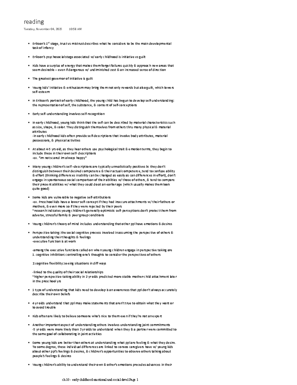 Chapter 10 - Early Childhood Emotional and Social Development - Studocu