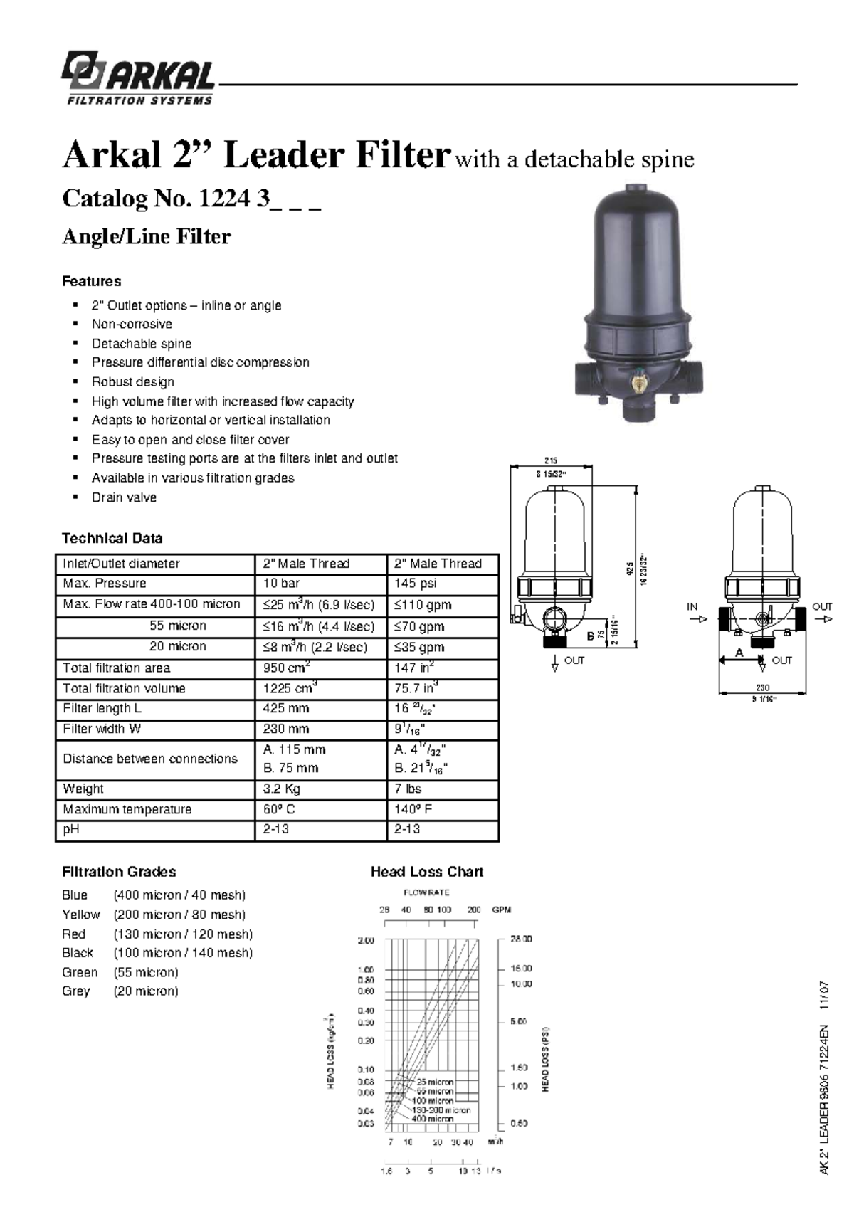 Arkal Leader Filter Catalog No. 1224: Technical Data & Features - Studocu
