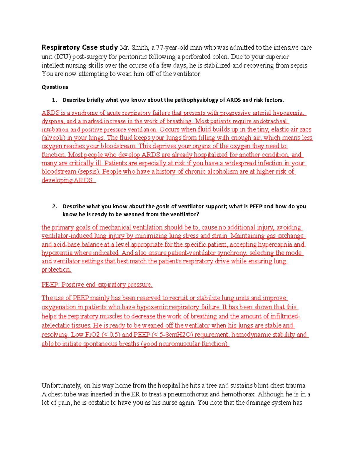 Respiratory Disorders Case Study: Mr. Smith's Ventilator Weaning ...