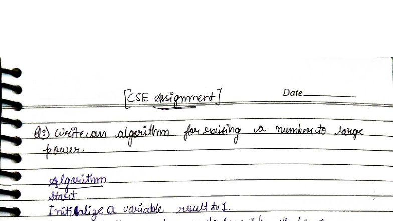 CSE Assignment: Algorithm for Raising a Number to a Power - Studocu