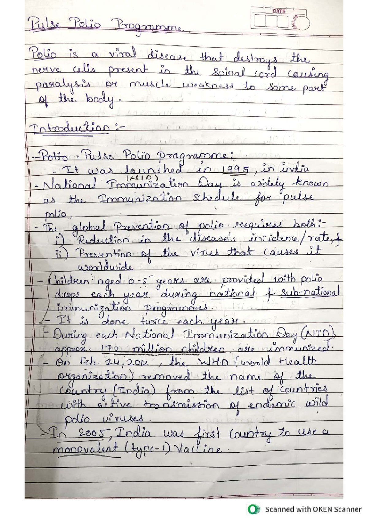 Polio Programme Overview - BRM Notes on Pulse Polio Initiative - Studocu