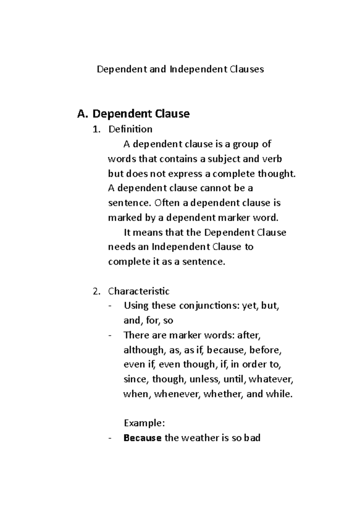 Understanding Dependent & Independent Clauses - English Basics - Studocu