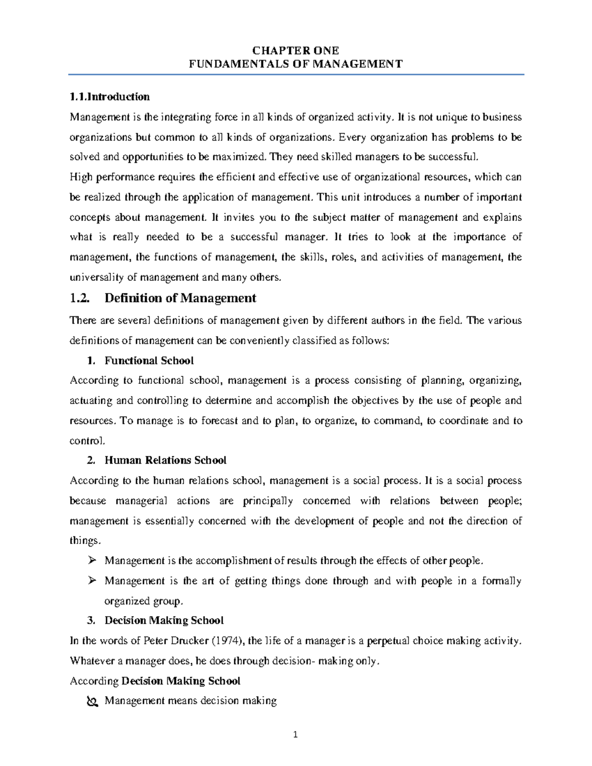 CHAPTER 1: FUNDAMENTALS OF MANAGEMENT (MGMT) - Studocu
