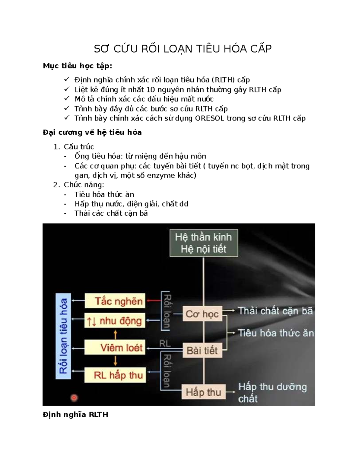 Sơ Cứu Rối Loạn Tiêu Hóa Cấp: Hướng Dẫn Chi Tiết và Nguyên Nhân - Studocu