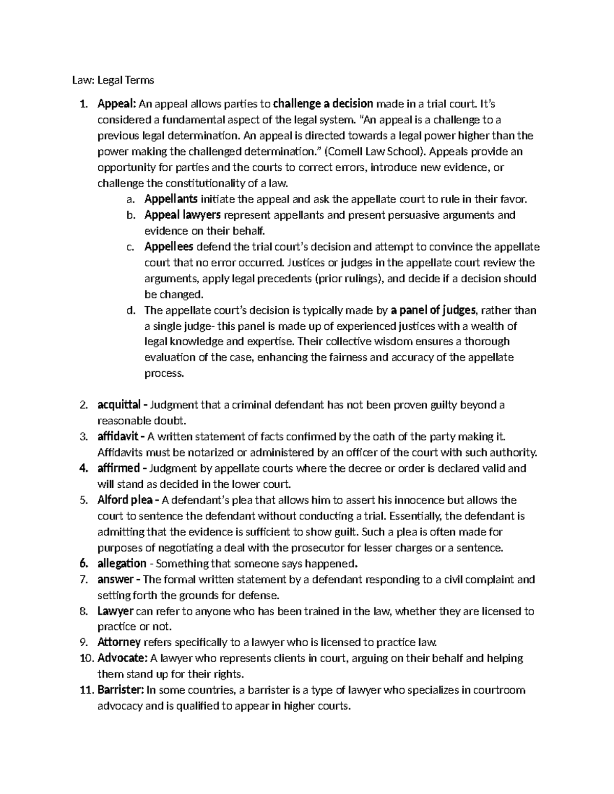 Law 101: Key Legal Terms and Concepts for Students - Studocu