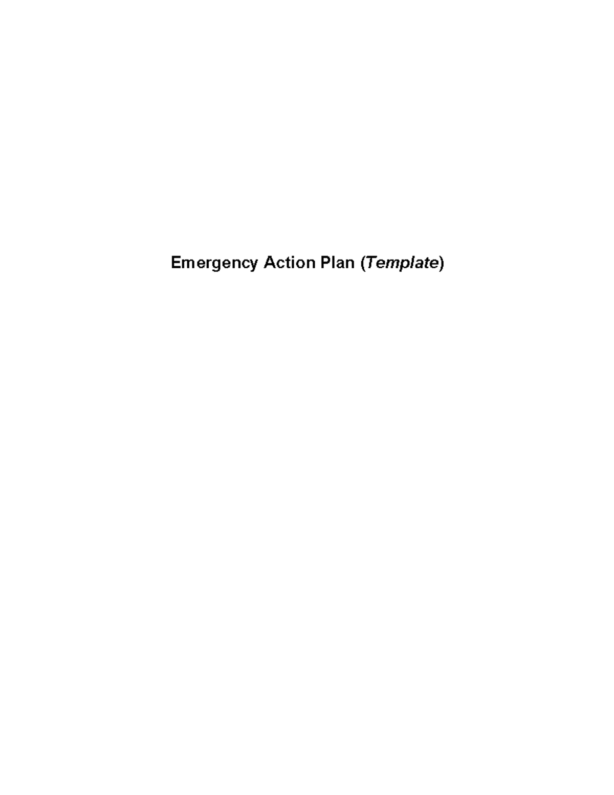 Emergency Action Plan Template (Emrgact) for Facility Safety - Studocu