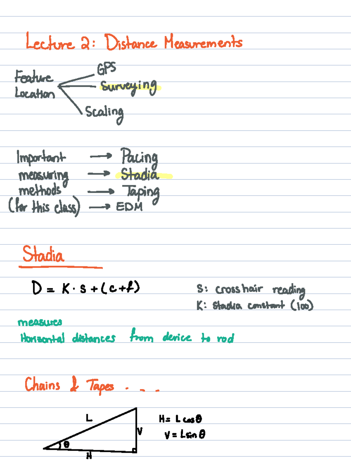 BCEE 371 - Lecture Notes on Distance Measurements and Surveying ...