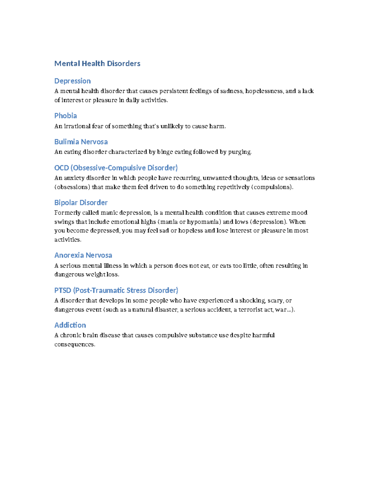 Mental Health Disorders Overview: Key Concepts and Definitions - Studocu