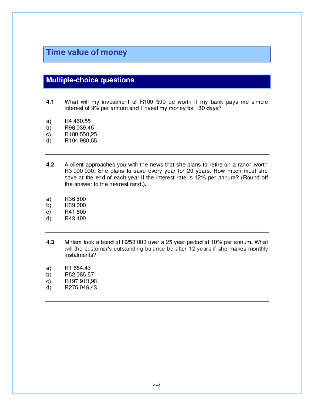 TVM Extra Questions: Time Value of Money Concepts and Calculations ...