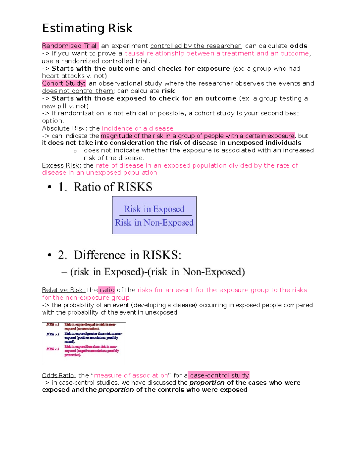 Estimating Risk Notes - Estimating Risk Randomized Trial: an experiment ...