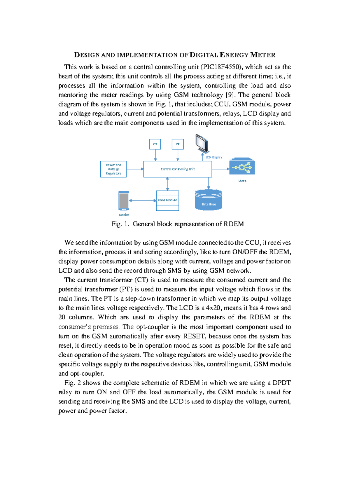 Design and Implementation of RDEM: A GSM-Controlled Energy Meter - Studocu