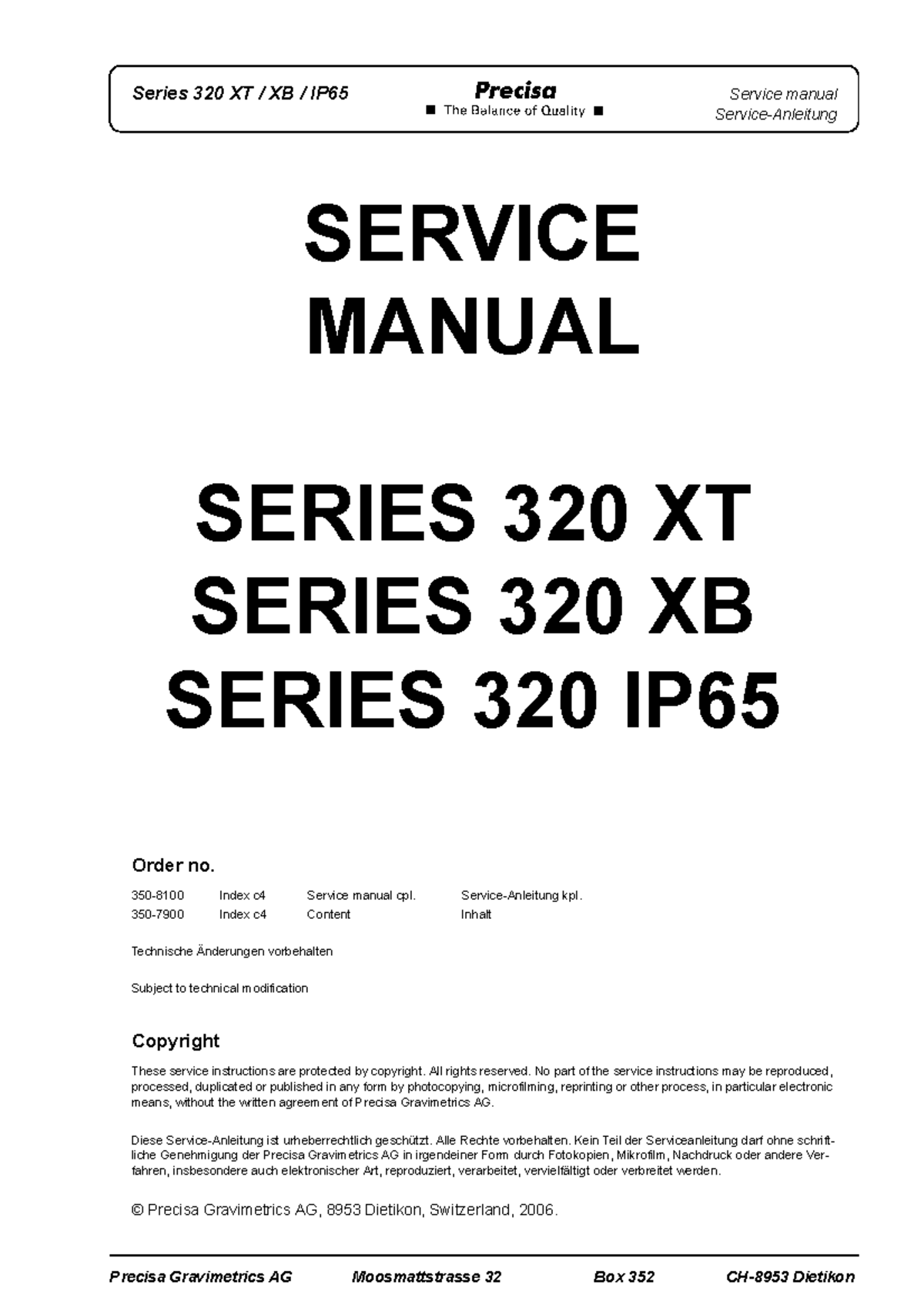 Service Manual for Series 320 XT XB IP65 - Comprehensive Guide - Studocu