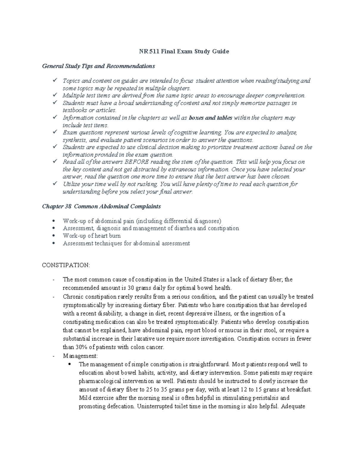 NR511 FINAL EXAM STUDY NOTES: WEEKS 1-8 REVIEW GUIDE - Studocu