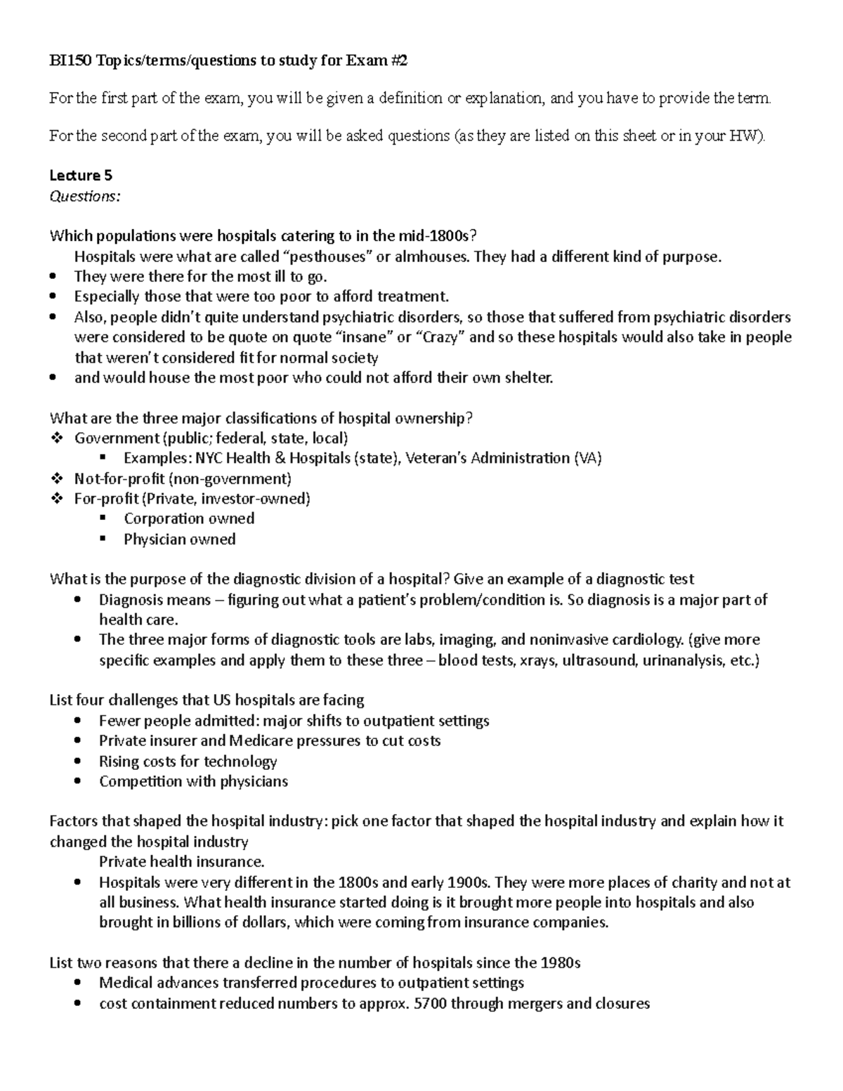 BI150 Exam #2 Review Topics 567 - BI150 Topics/terms/questions to study ...