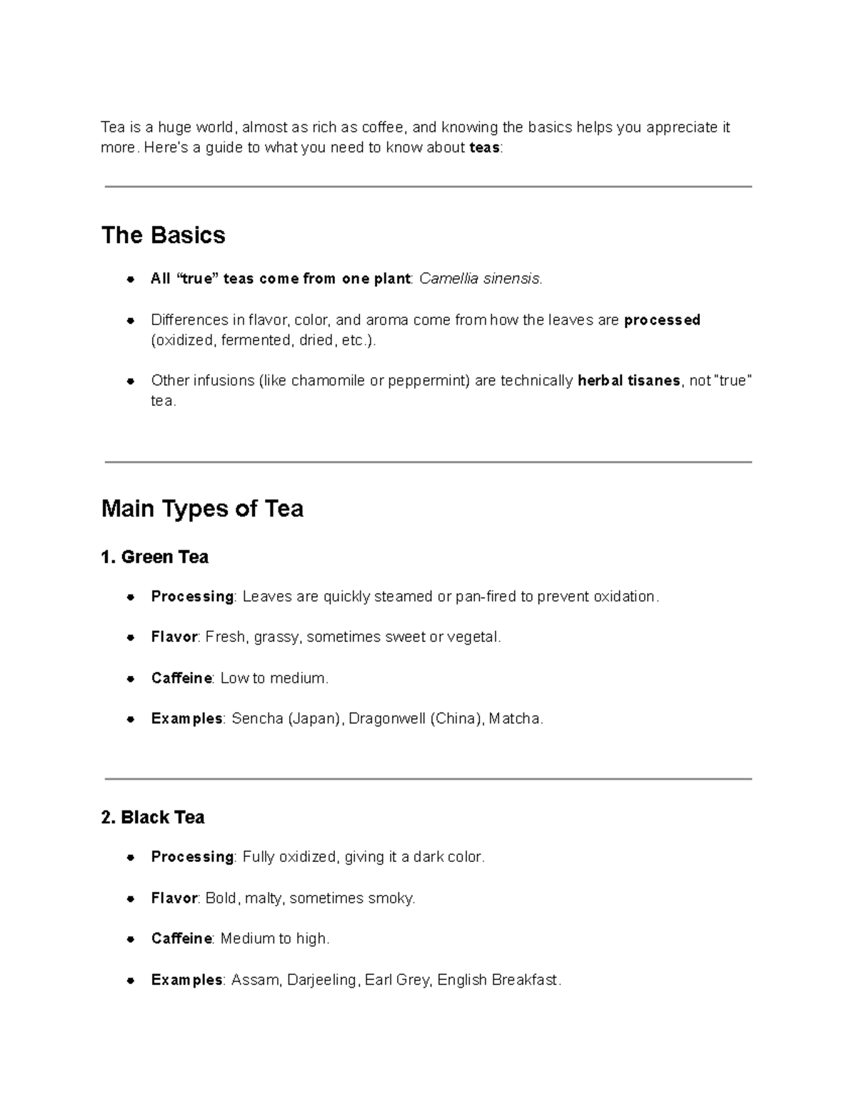 What You Need to Know About Tea: A Comprehensive Guide - Studocu