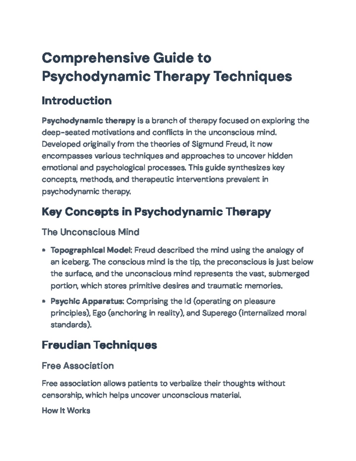 Psychodynamic Therapy Techniques: A Comprehensive Guide for ...