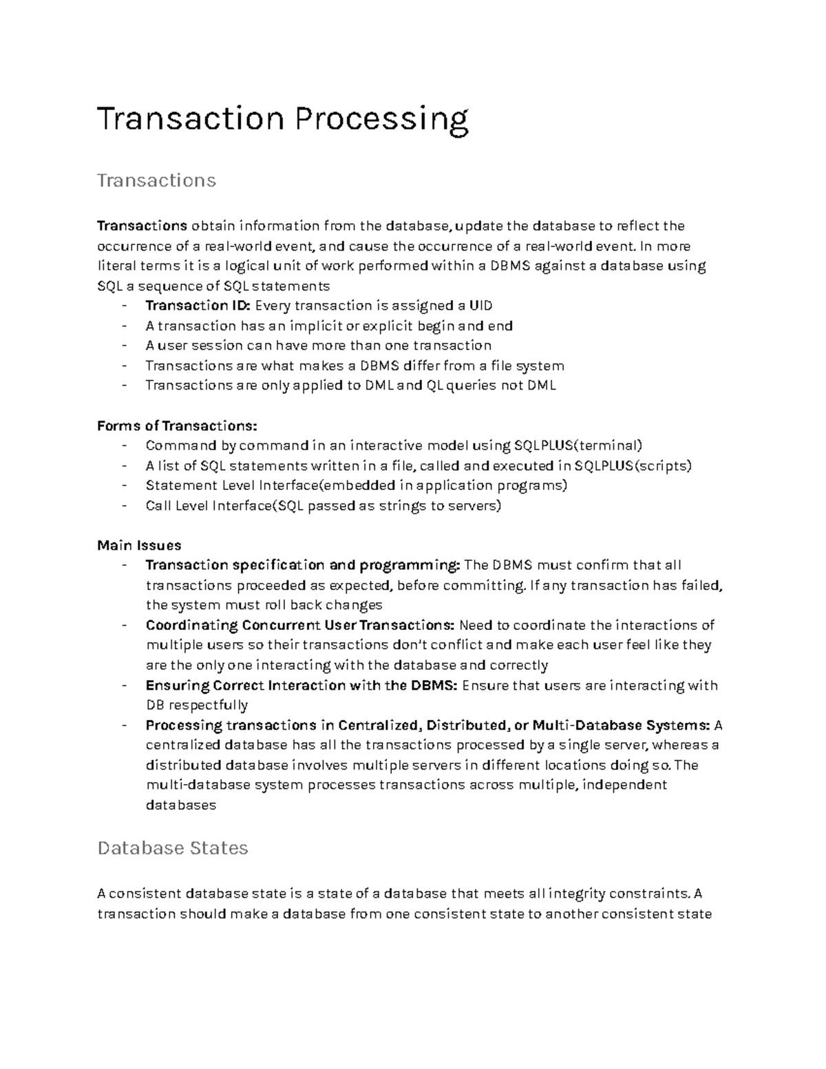 COMP 3005 - Comprehensive Study on Transaction Processing and ACID ...