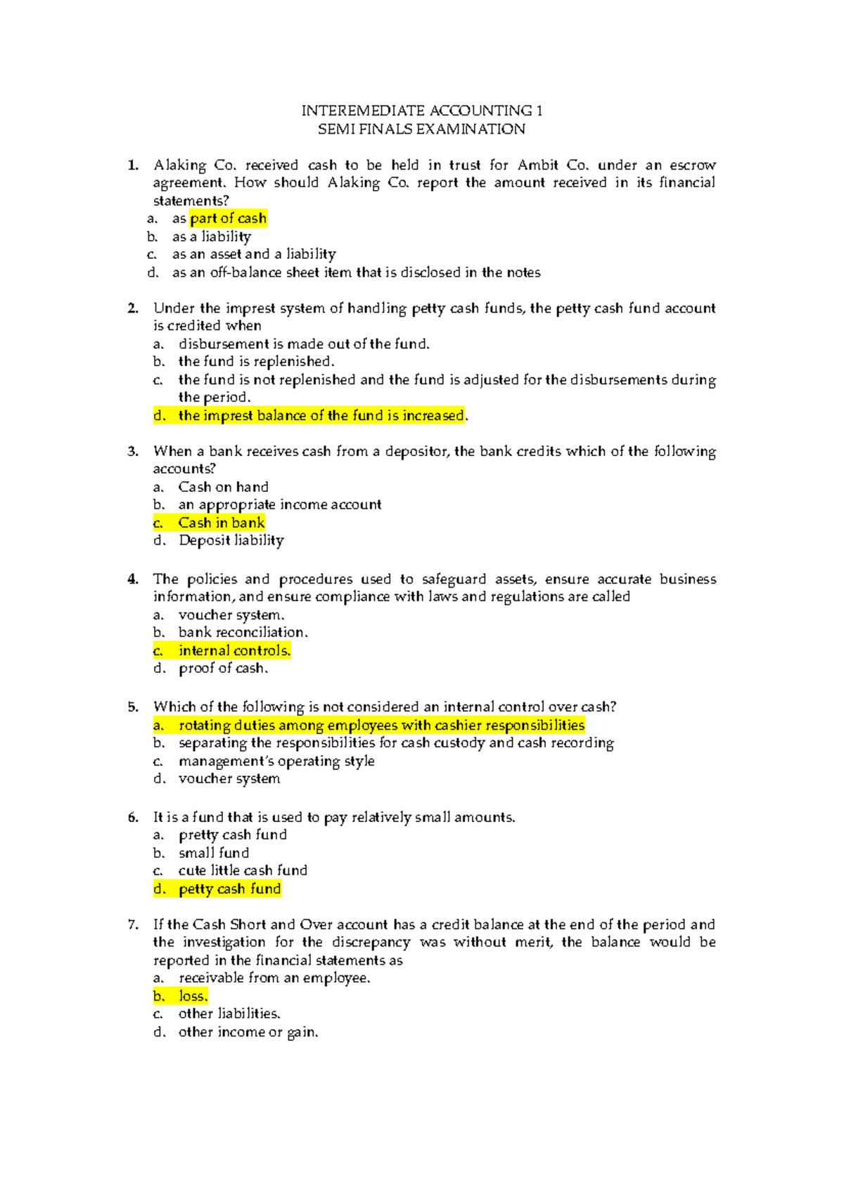 Intermediate Accounting 1 - Finals Exam Review Notes for Quizzes - Studocu