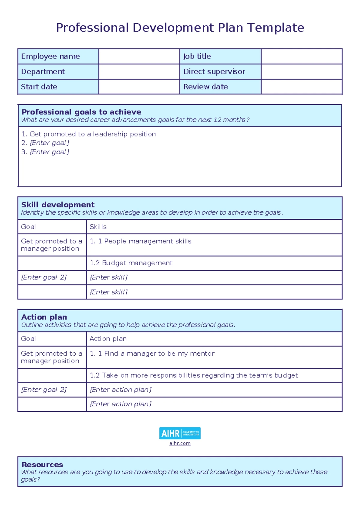 Personal Development Plan Template for Goal Achievement - Studocu