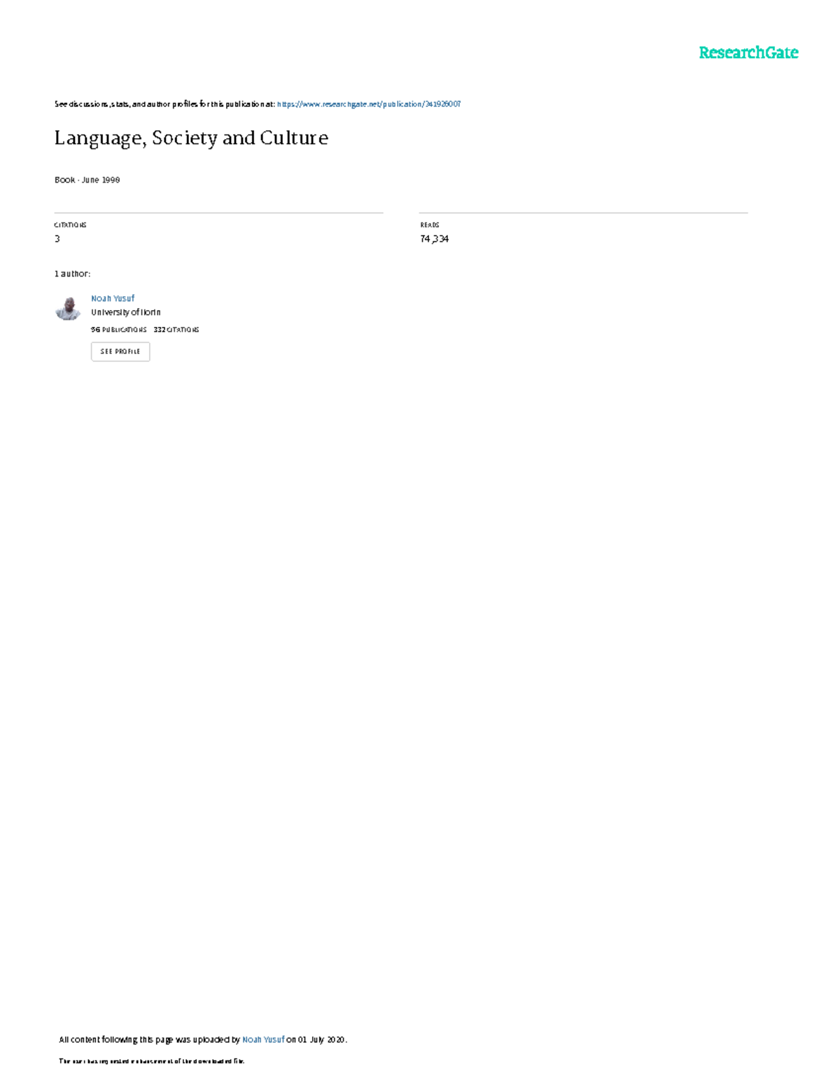 LANG 101: Language, Society, and Culture - Key Insights Chapter 1 - Studocu