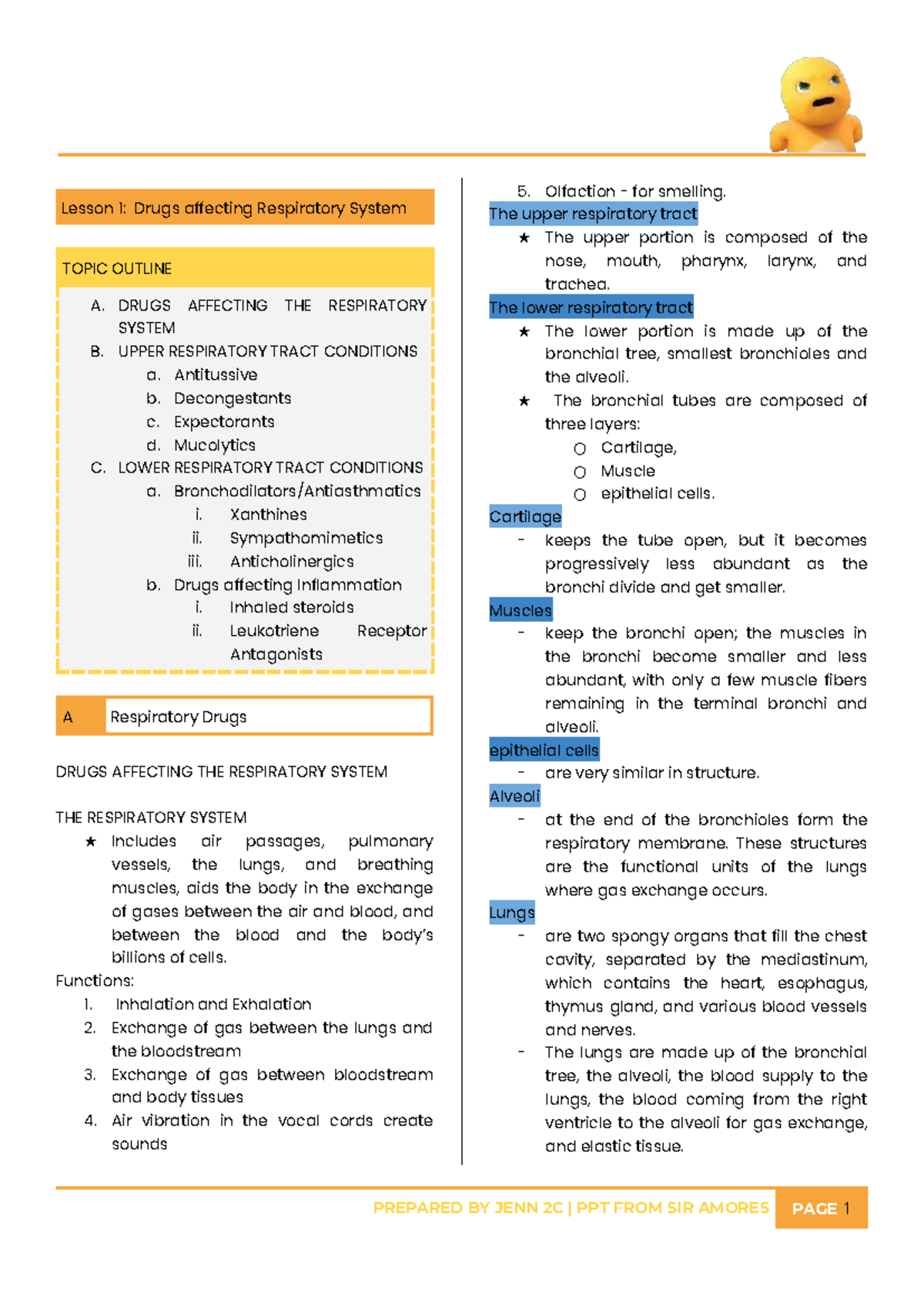 Pharmacology 2C: Final Exam Notes on Respiratory Drugs - Studocu
