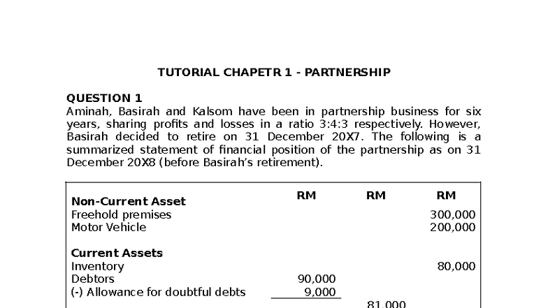 Tutorial Chapter 1 - Partnership Exercises and Solutions - Studocu