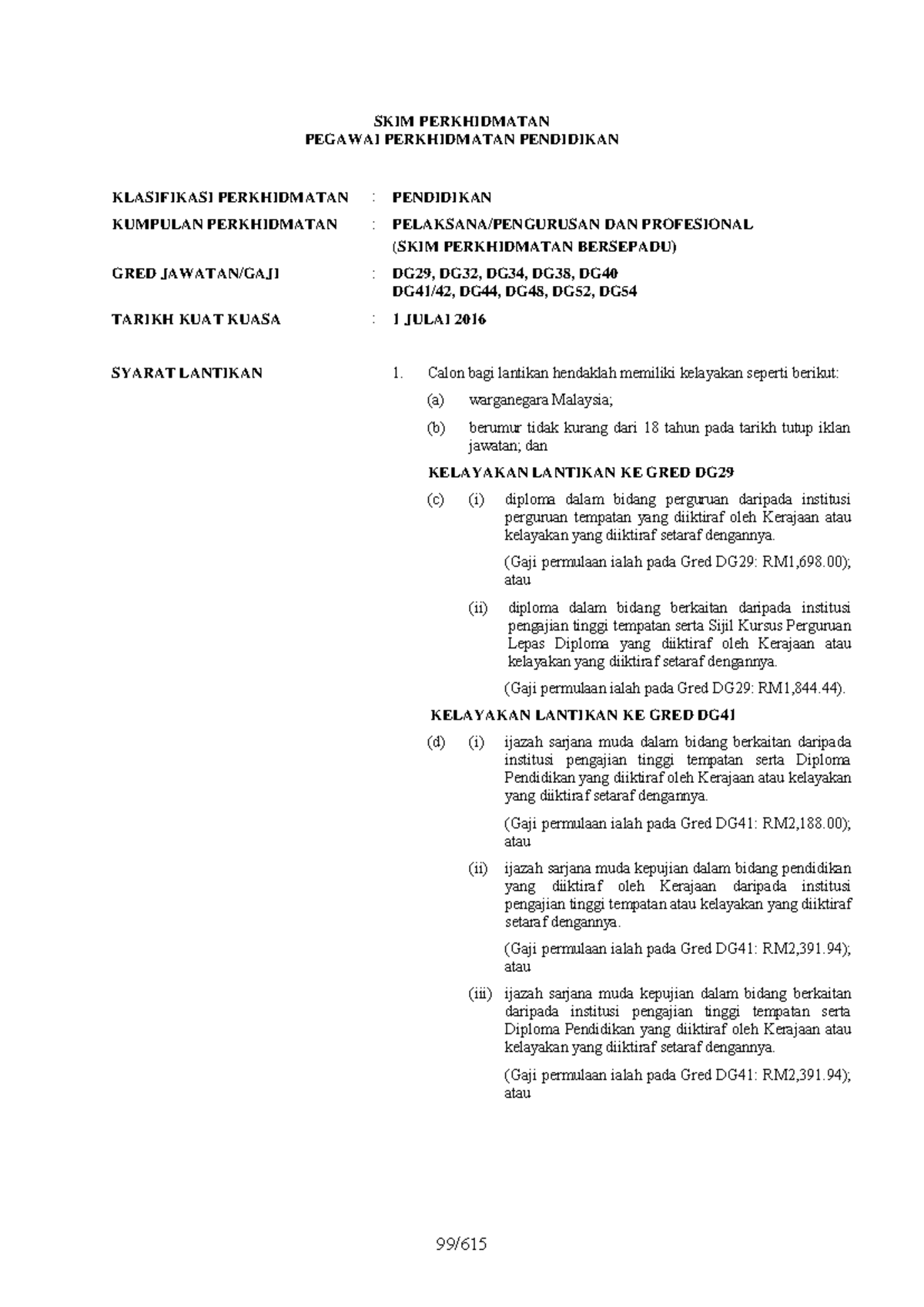 Klasifikasi Perkhidmatan Pendidikan DG41: Syarat dan Kelayakan Lantikan ...