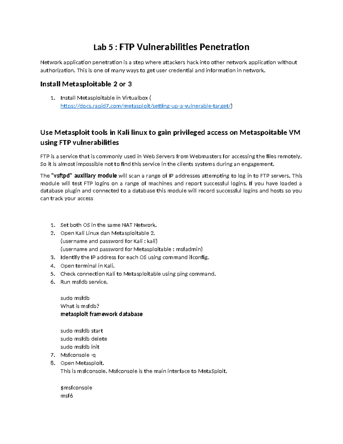 Lab 5 - FTP Vulnerabilities Penetration - Lab 5 : FTP Vulnerabilities ...