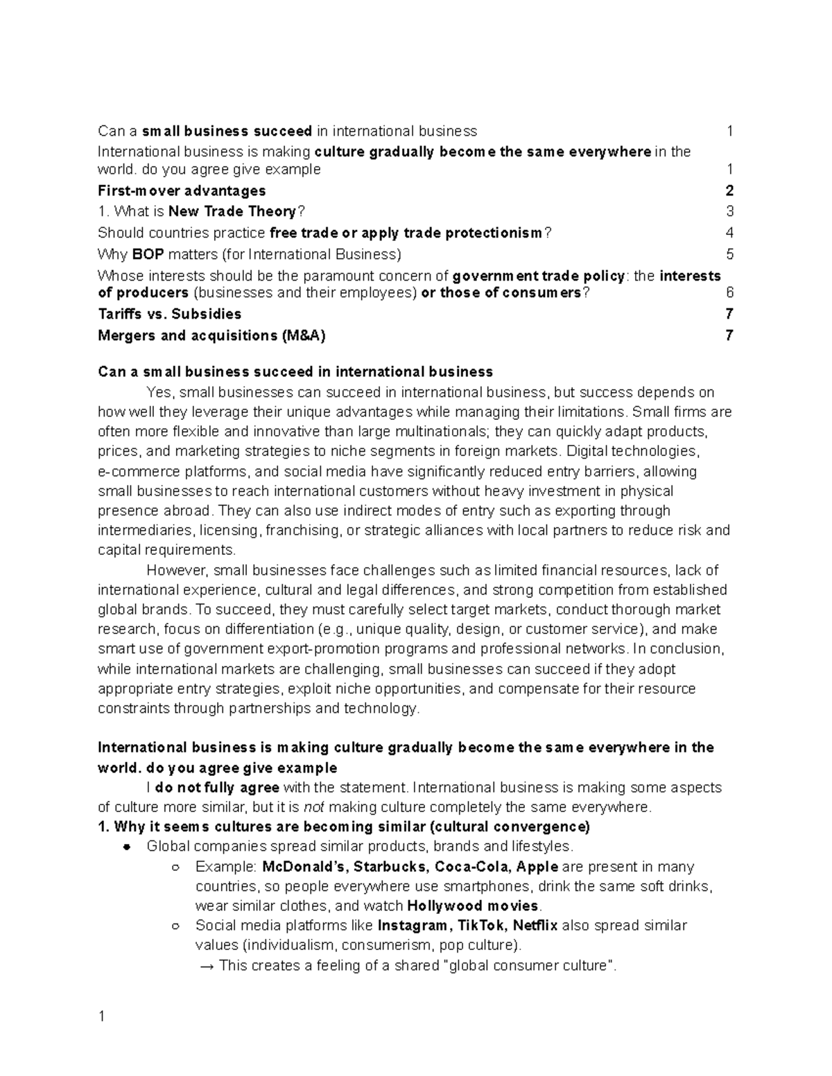Prep IB - Final Exam Notes on International Business Success - Studocu