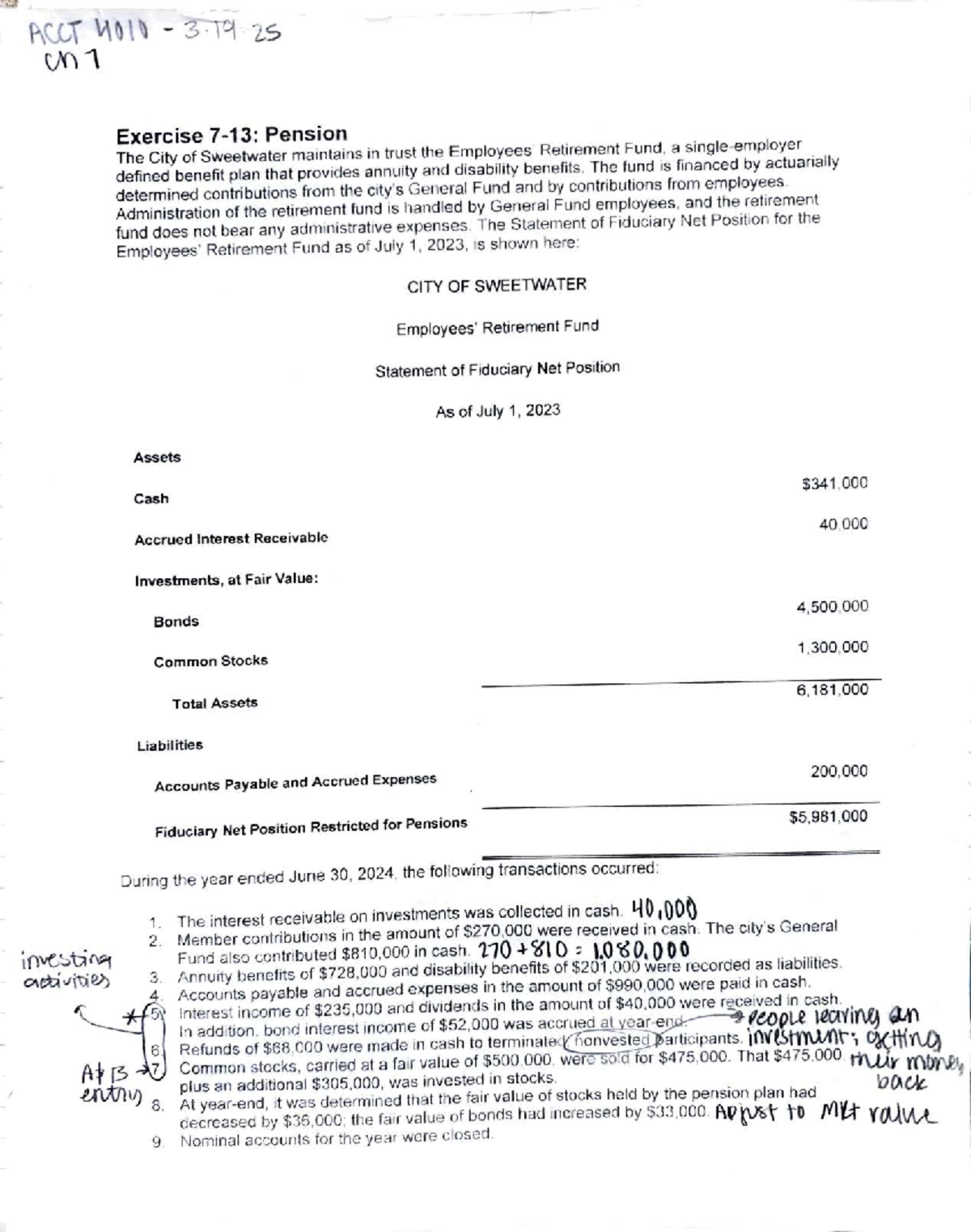 Chapter 7 Handout: Pension Funds - 3 ·19 is Exercise 7-13: Pension The ...