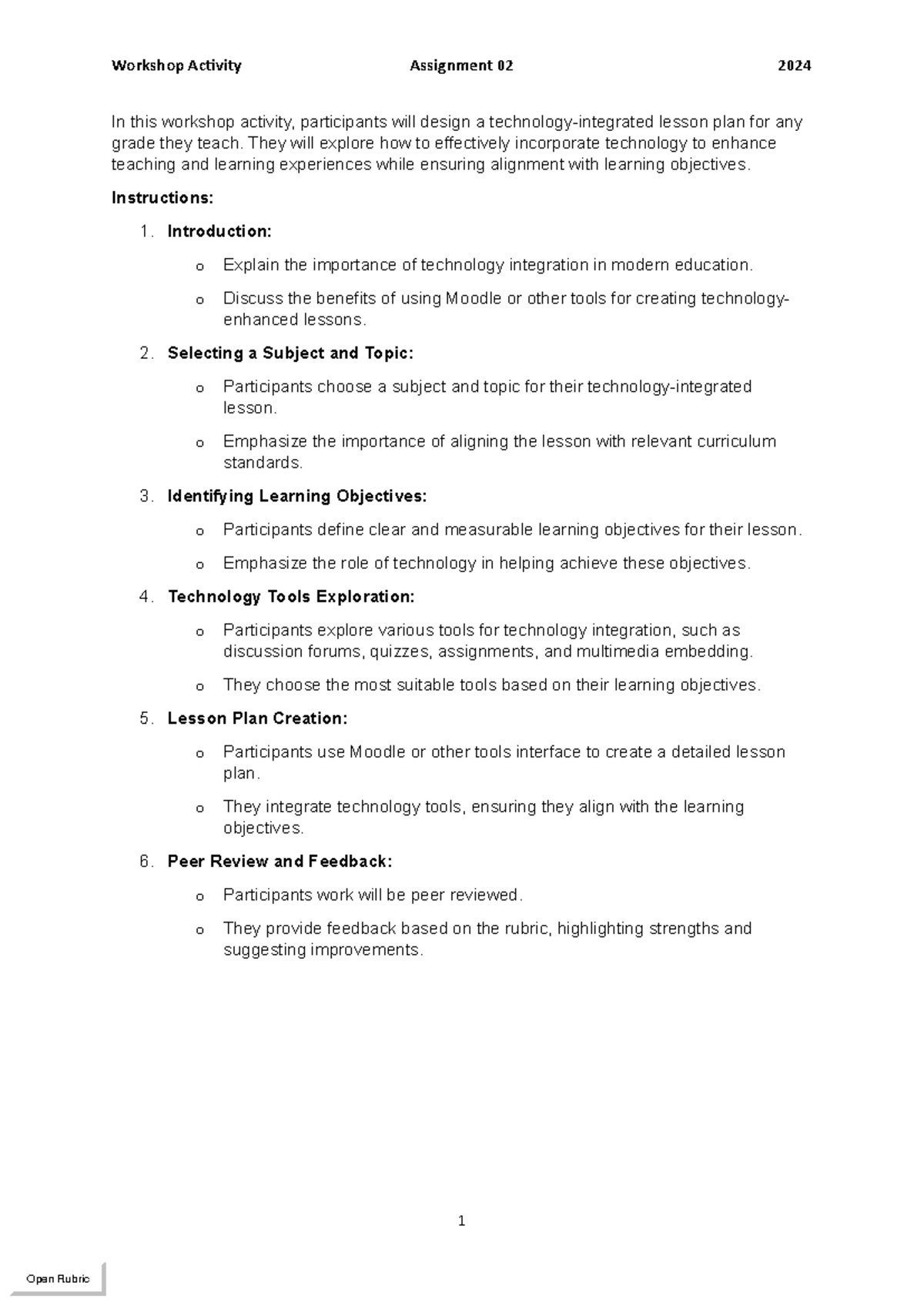 Assignment 02 - Tech Integration for Enhanced Lesson Planning - Studocu