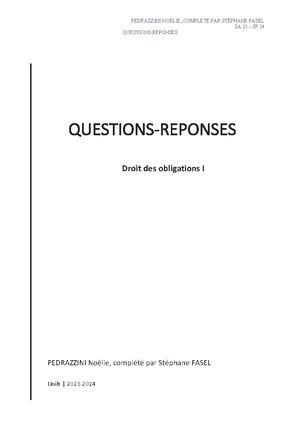 Droit des obligations I - Studocu