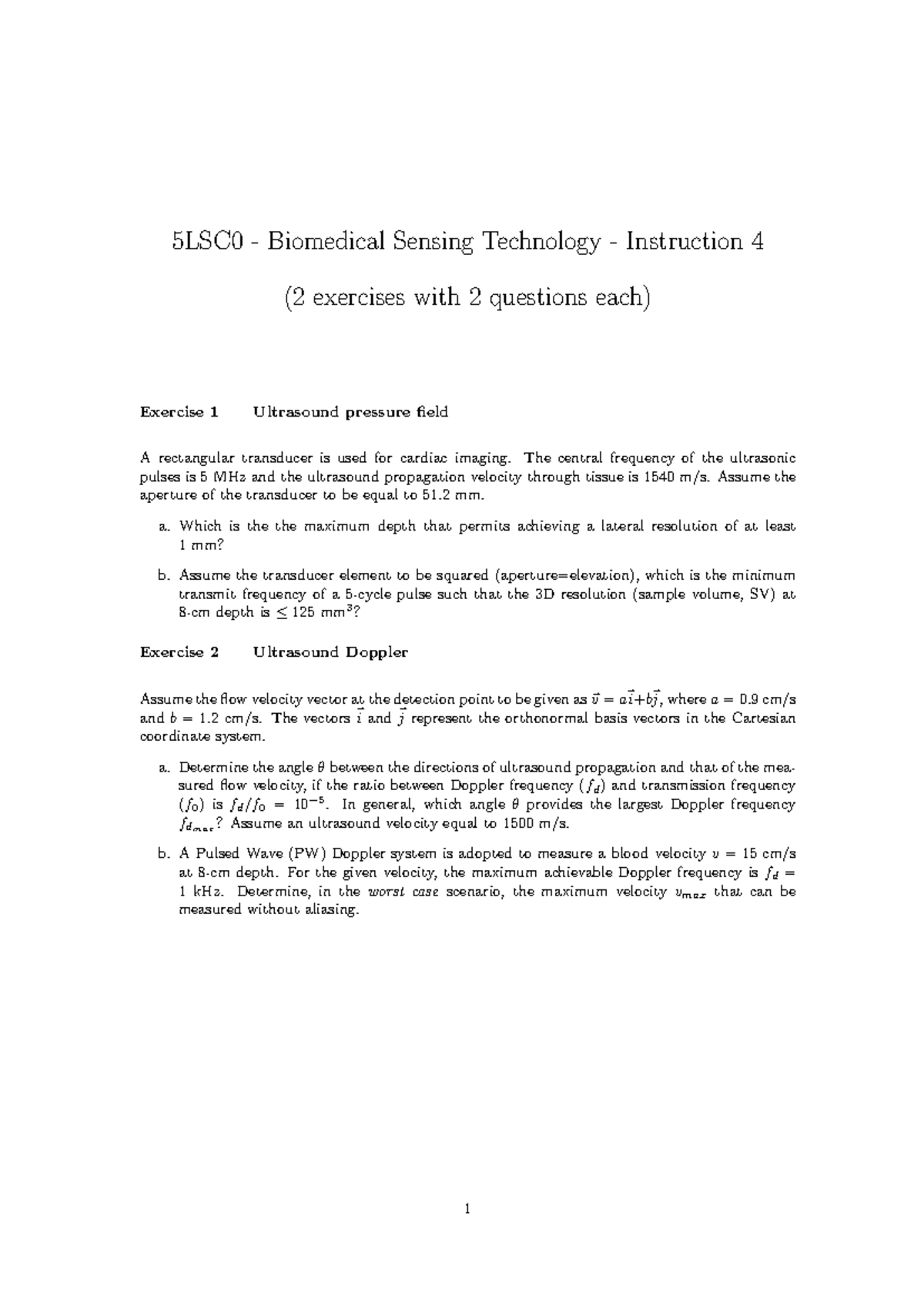 5LSC0 - Biomedical Sensing Tech - Instruction 4: Exercises & Questions ...