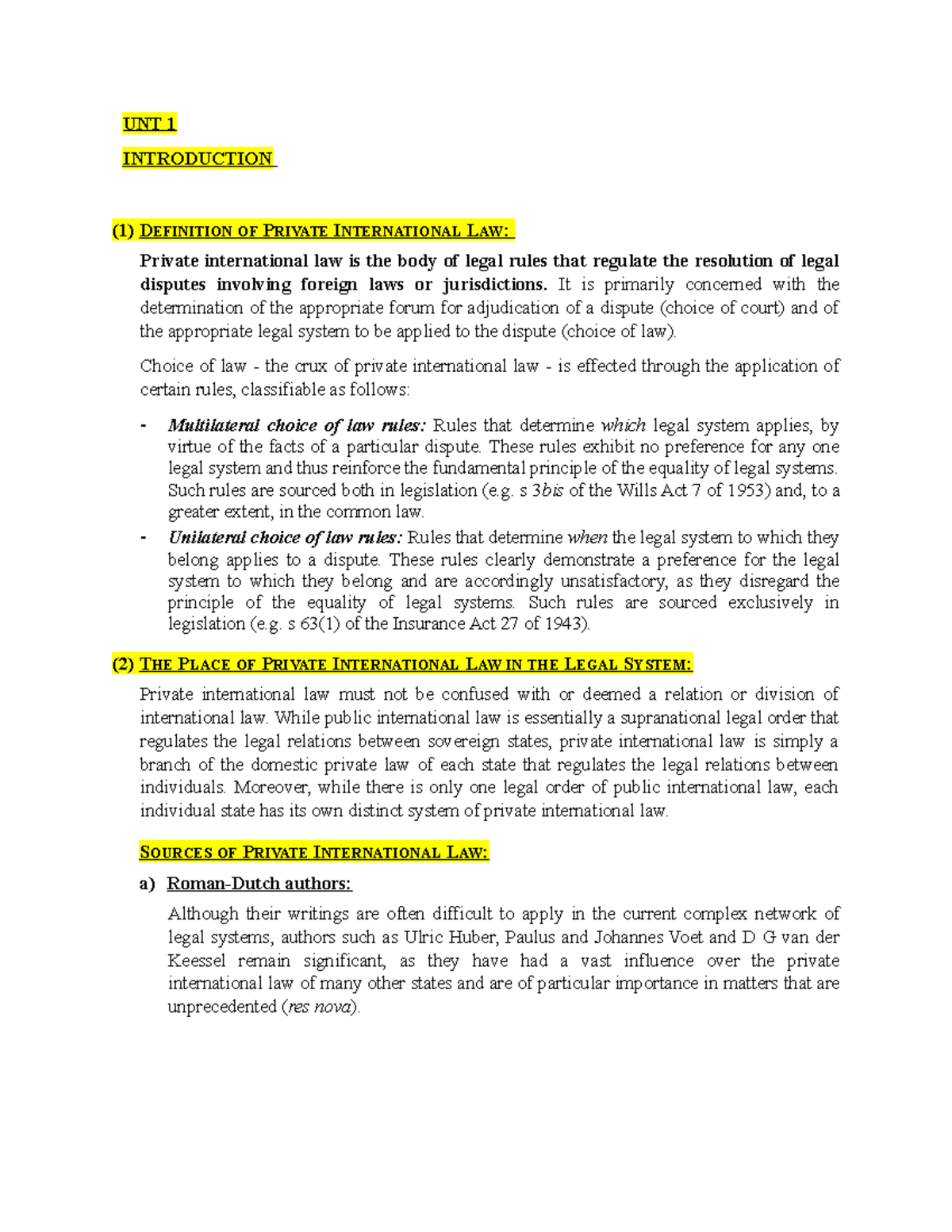 PIL 101 Exam 1 Notes: Understanding Private International Law - Studocu