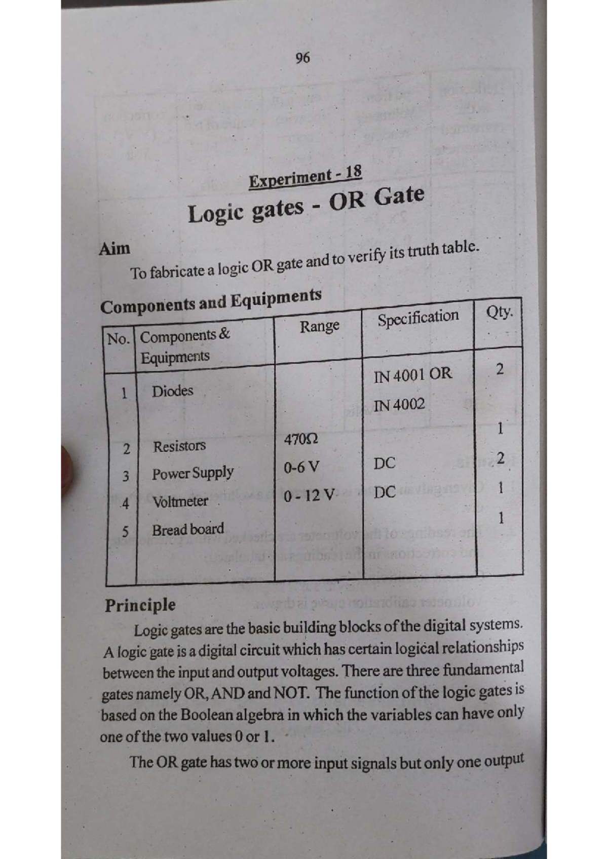 Logic Gates: Experiment 18 - OR, AND, and NOT Gate Verification - Studocu
