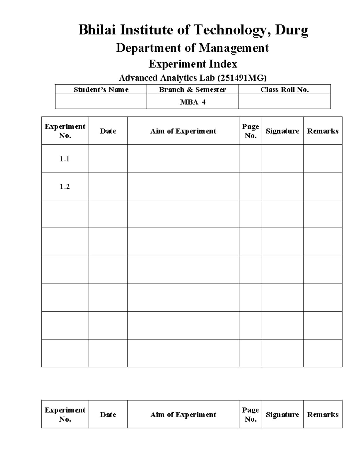 LAB Index Format - Assignment - masters in business administration ...