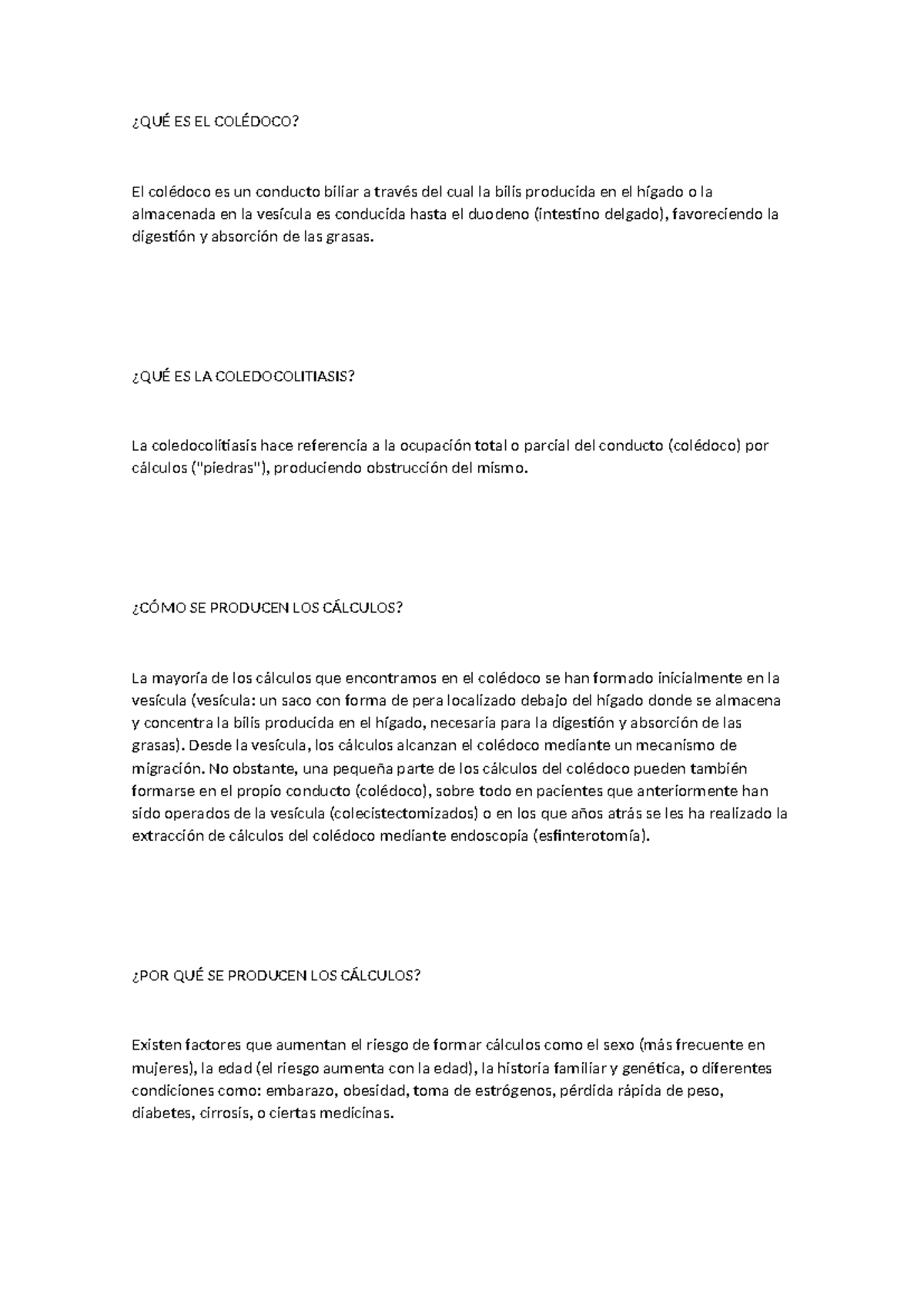 QUÉ ES EL COLÉDOCO Y LA COLEDOCOLITIASIS - Ayuda Académica - Studocu